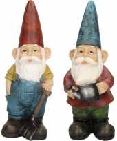 2x tuinkabouter beelden harold met hark en gerard met gieter 29